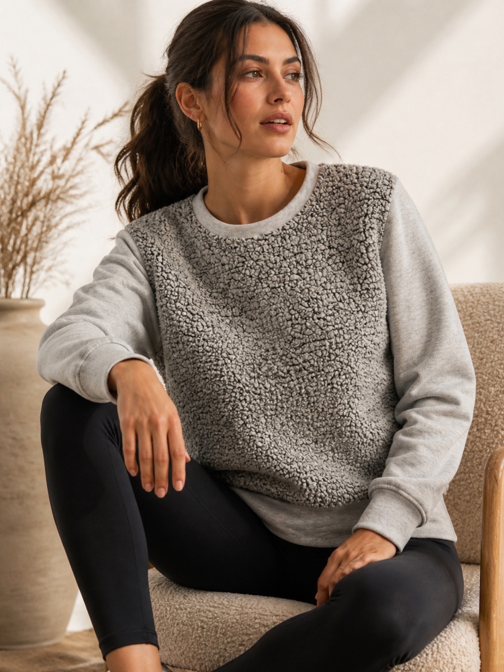 Athleta Gray Boucle Sweatshirt XS/S Cozy Textured Pullover
